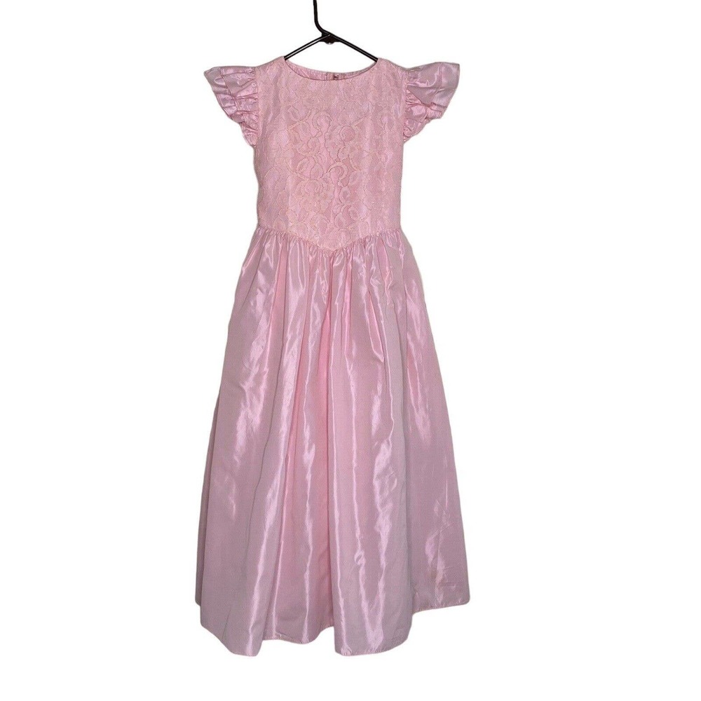 Vintage Loralie Originals Long Tulle Skirt Dress Pink size 12 prom girls